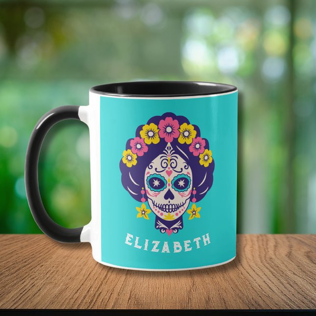 Taza Chica de cráneo de azúcar floral brillante persona (Subido por el creador)