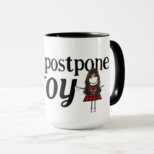 Taza Chica De Figura De Palo Con Cita De Alegría (Anverso derecho)