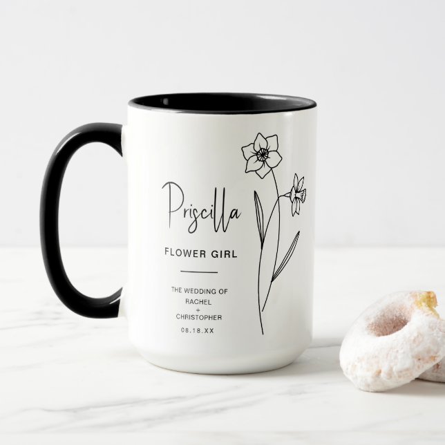 Taza Chica de flores de diciembre | Jonquil Birth Flowe (Con donut)