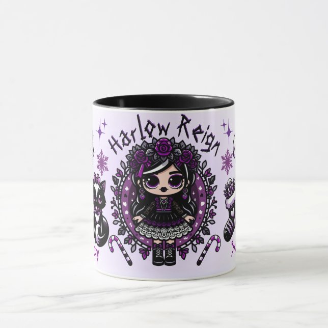 Taza Chica de Gótico lindo Navidades góticos morados y  (Centro)