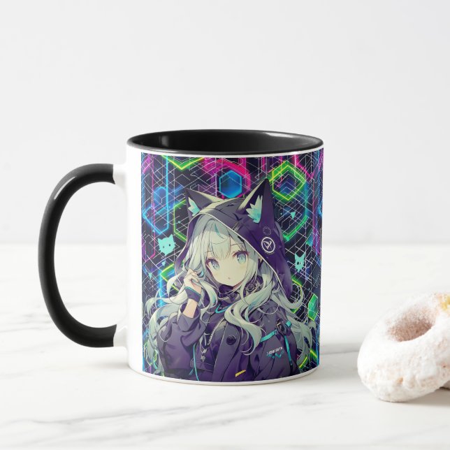 Taza Chica de Kawaii Neko (Con donut)