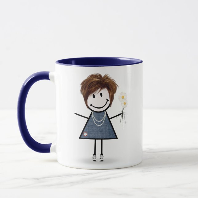 Taza Chica de la figura del stick con daisies (Izquierda)