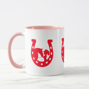 Taza Chica de la herradura roja y caballo