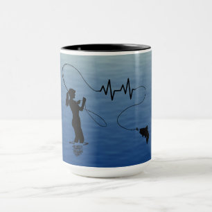 Taza Chica de pesca con mosca latido