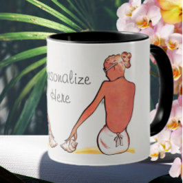Taza Chica de playa de época con elegante verano de con