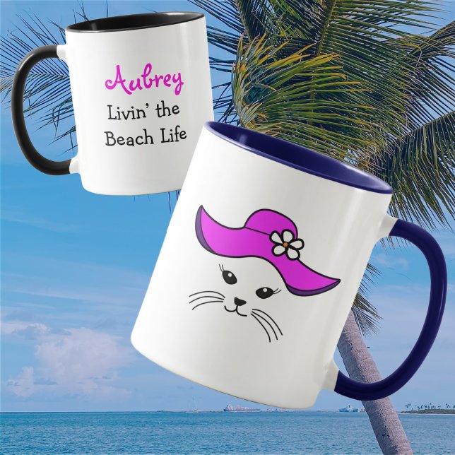 Taza Chica de playa de un gato pequeño personalizable (Subido por el creador)