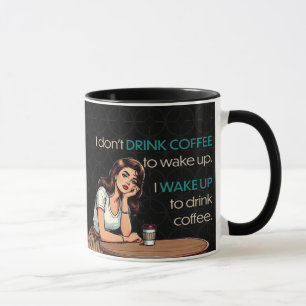 Taza Chica de plumas—Me despierto para tomar café