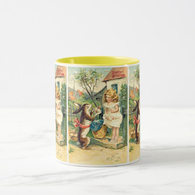 Taza Chica de vacaciones Bunny Vintage Easter Mug (Centro)