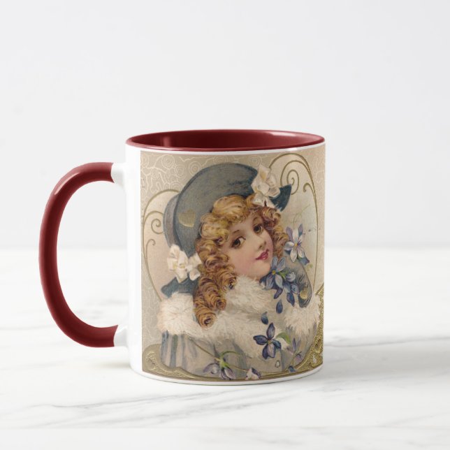 Taza Chica DE VINTAJE, FLORES, DÍA DE SAN VALENTÍN, SEL (Izquierda)
