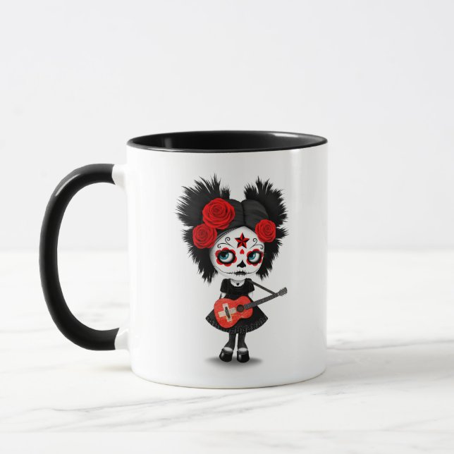 Taza Chica del cráneo del azúcar que toca la guitarra (Izquierda)