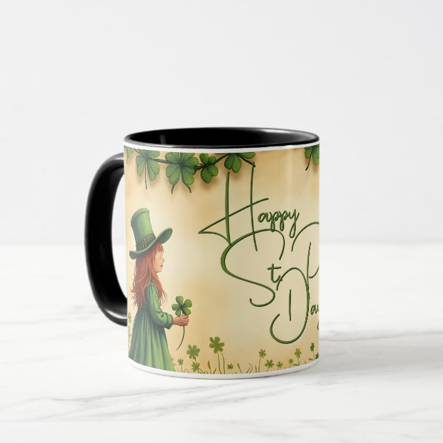 Taza Chica del Día de San Patricio con Shamrock (Anverso izquierdo)