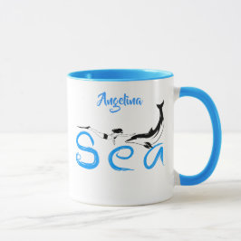 Taza Chica, delfín, mar divertido elegante personalizab