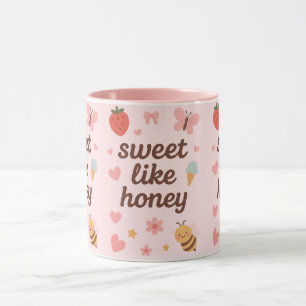 Taza Chica Dulce Kawaii Abeja Rosa Estética – Diseño Li