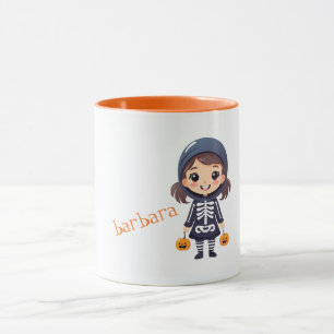 Taza Chica en un esqueleto de Halloween