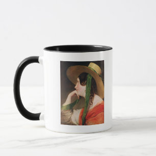 Taza Chica en un gorra de paja amarillo,