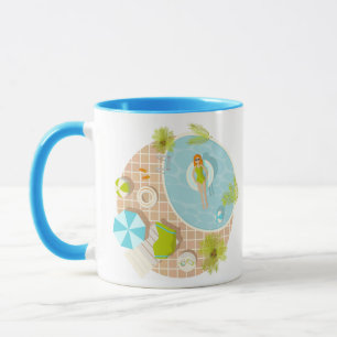 Taza Chica fiesta de la piscina en la playa de verano d