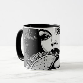 Taza Chica gótica de estilo gráfico BW de los 50 comien
