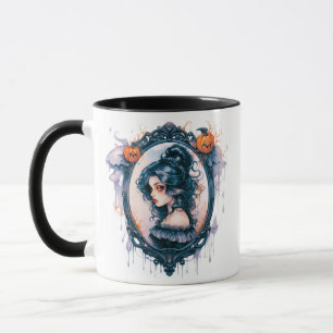 Taza Chica Gótica en Espejo Victoriano de Halloween