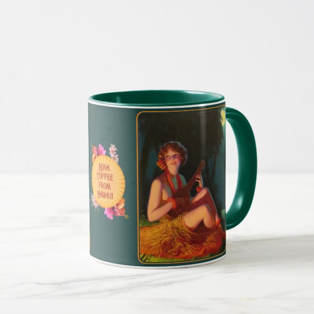 Taza Chica hawaiano de café Kona con Ukulele (Anverso derecho)