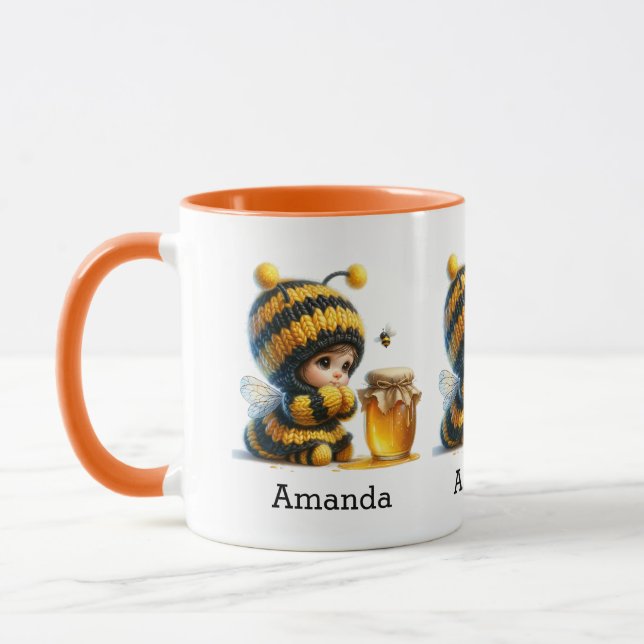Taza Chica lindo con traje de abeja con miel (Izquierda)