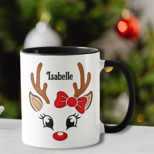 Taza Chica lindo reno cara a café tazón