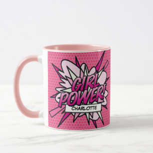 Taza CHICA POWName Fun Retro Cómic Pop Art