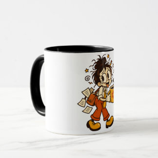Taza Chica Retro Caótica de Oficina con Pegatina de Caf