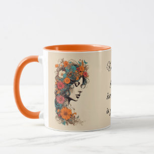 Taza Chica retro con flores en el pelo