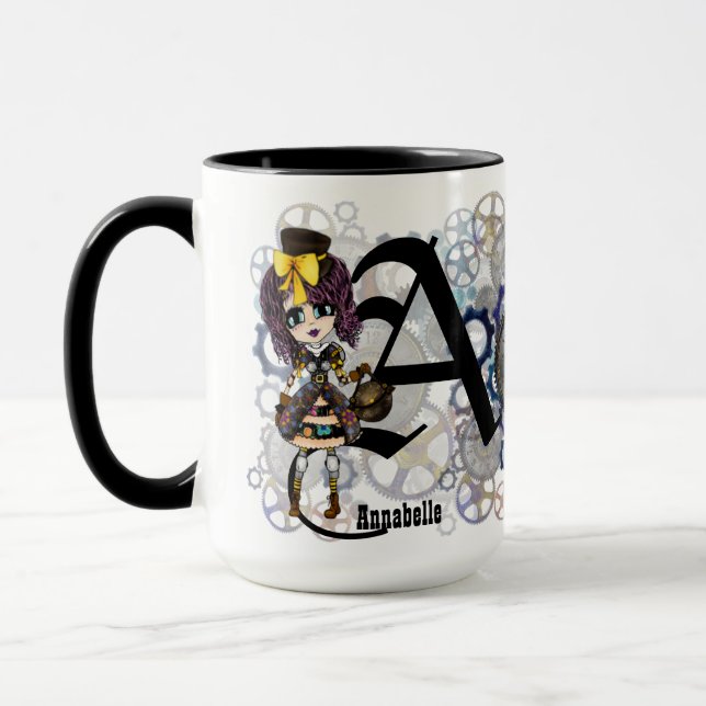 Taza Chica Steampunk Cosplay fan Named Gift art de Leah (Izquierda)