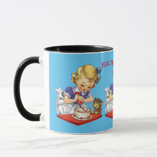 Taza Chica vintage personalizado horneando un pastel