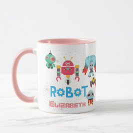 Taza Chicas aman a los ROBOTS rosados nombrados Persona