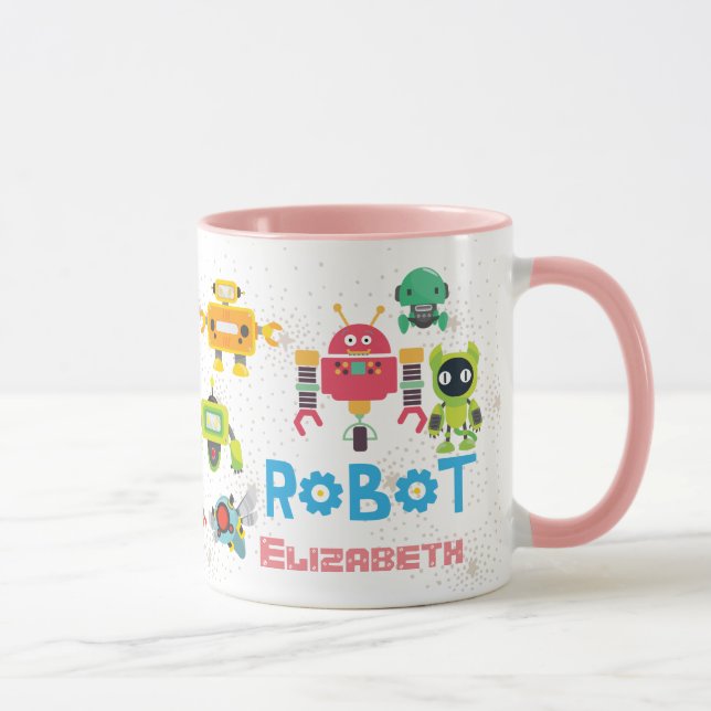 Taza Chicas aman a los ROBOTS rosados nombrados Persona (Derecha)