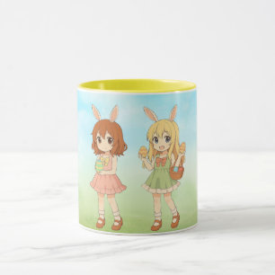 Taza Chicas conejitas de Pascua de anime lindas
