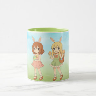 Taza Chicas conejitas de Pascua de anime lindas