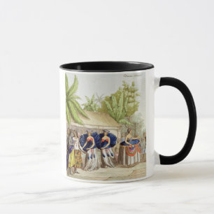 Taza Chicas de baile polinesios, grabados por A.