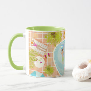 Taza Chicas de bikini y chicos jugando al billar