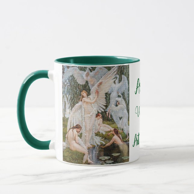Taza Chicas de cisnes de estilo Art Nouveau de época no (Izquierda)