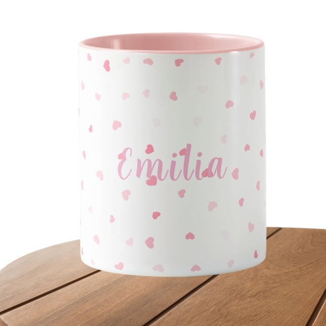 Taza Chicas de corazones rosados personalizados (Subido por el creador)
