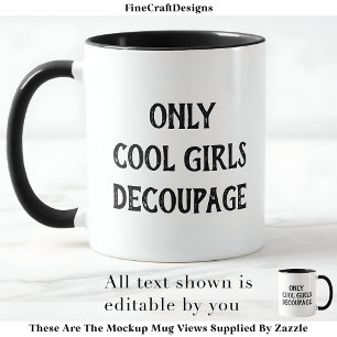 Taza Chicas de Guay Decoupage Personalizado de texto BW