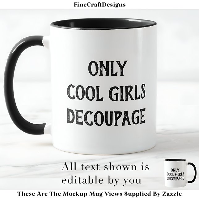 Taza Chicas de Guay Decoupage Personalizado de texto BW (Subido por el creador)