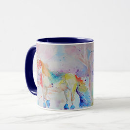 Taza Chicas de la acuarela de Unicornio