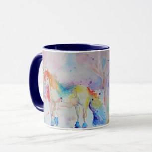 Taza Chicas de la acuarela de Unicornio