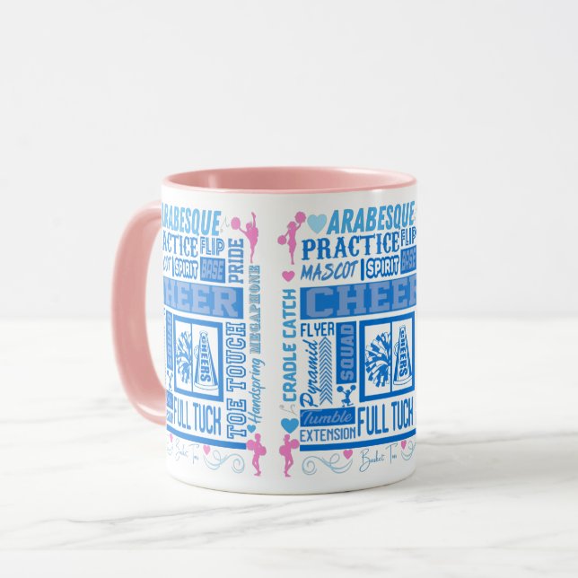 Taza Chicas estimulan la tipografía en azul y rosa (Anverso izquierdo)