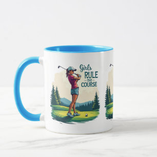 Taza Chicas gobiernan el Ilustracion de golf Retro