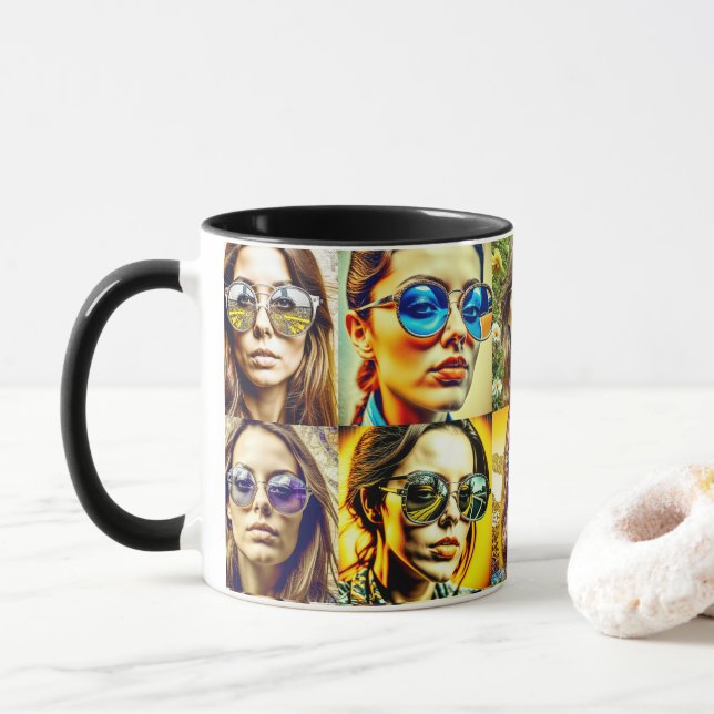 Taza Chicas Guay en gafas de sol, arte de IA (Con donut)