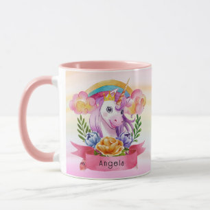 Taza Chicas recortan el nombre personalizado morado del