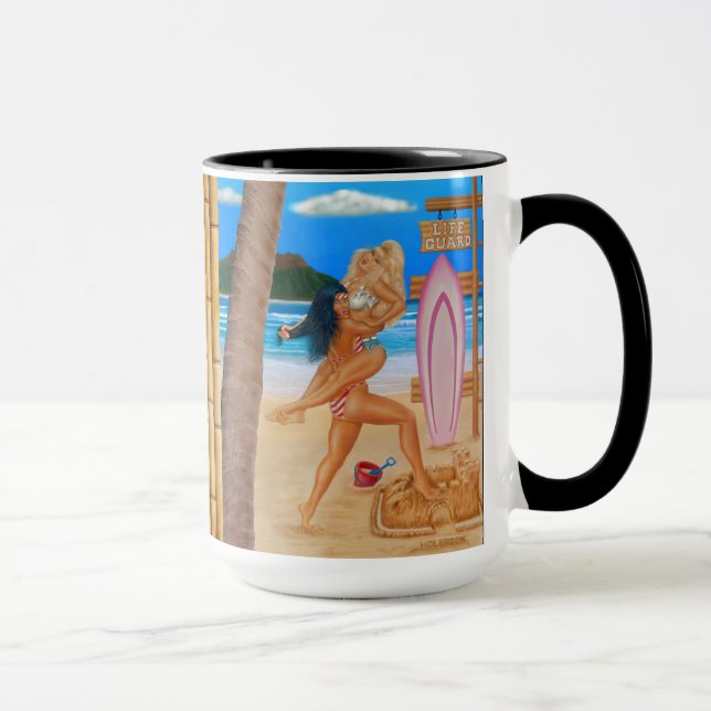 TAZA CHICAS SURFERAS PELEANDO (Derecha)