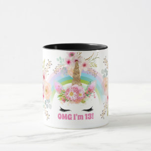Taza Chicas UNICORN 13.º cumpleaños Personalizable Mug