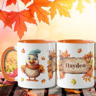 Taza Chick Adorable Animal de Otoño Personalizado