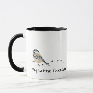 Taza Chickadee divertido lindo oruga de pájaros